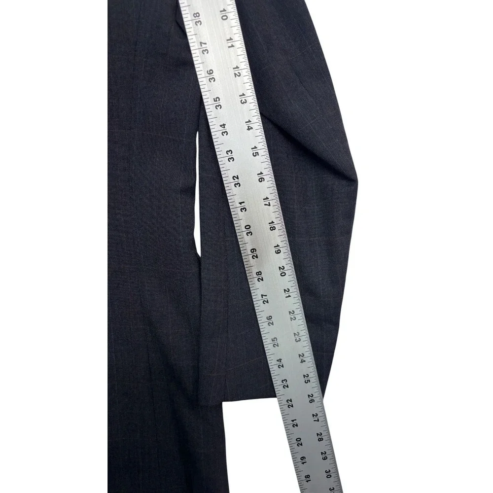 vtg 90s USA Made 42L 34x33 Charcoal Windowpane Check 2pc Pant Suit Wool Pleated